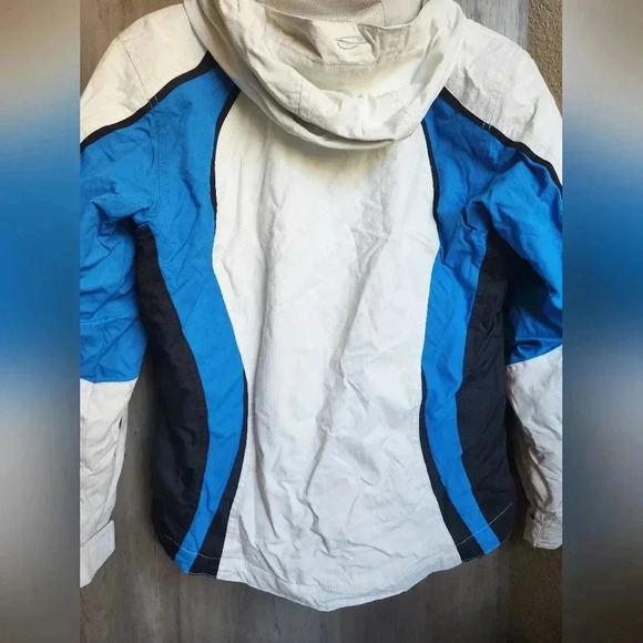 Obermeyer Size 4 Blue, White & Black Polyester Zip Up Hooded Snow Jacket - Picture 11 of 14